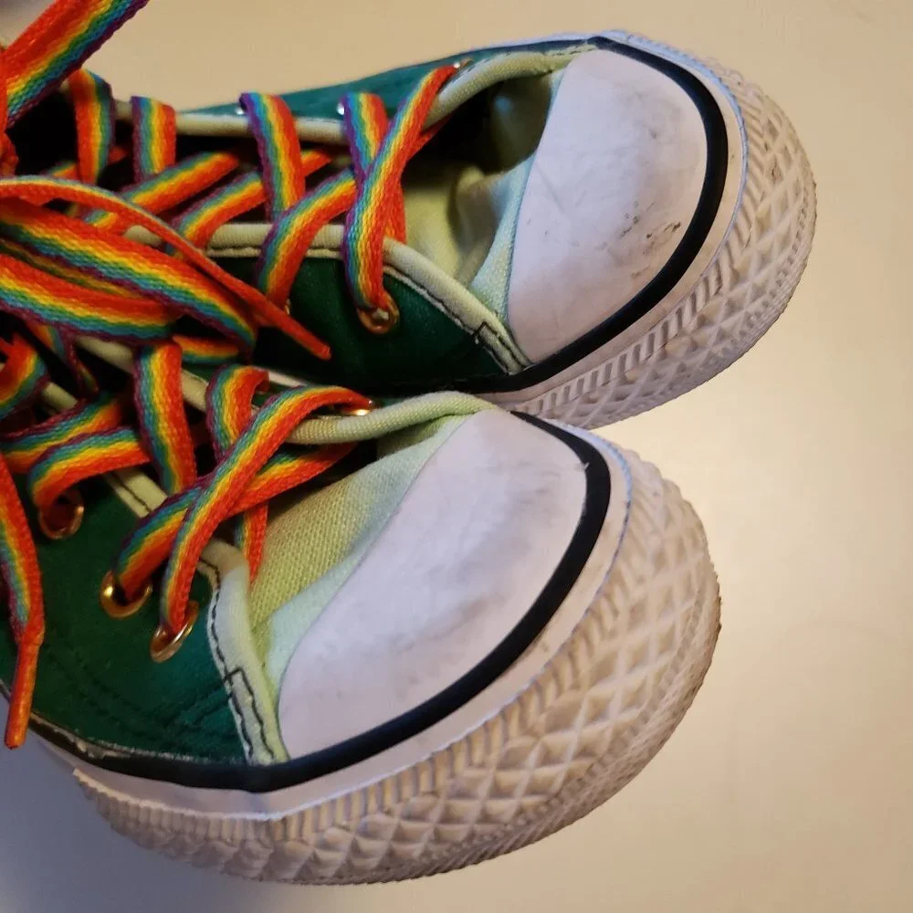 Converse Rainbow Pride High Top Sneaker Kid‎ Custom 12.5 Green